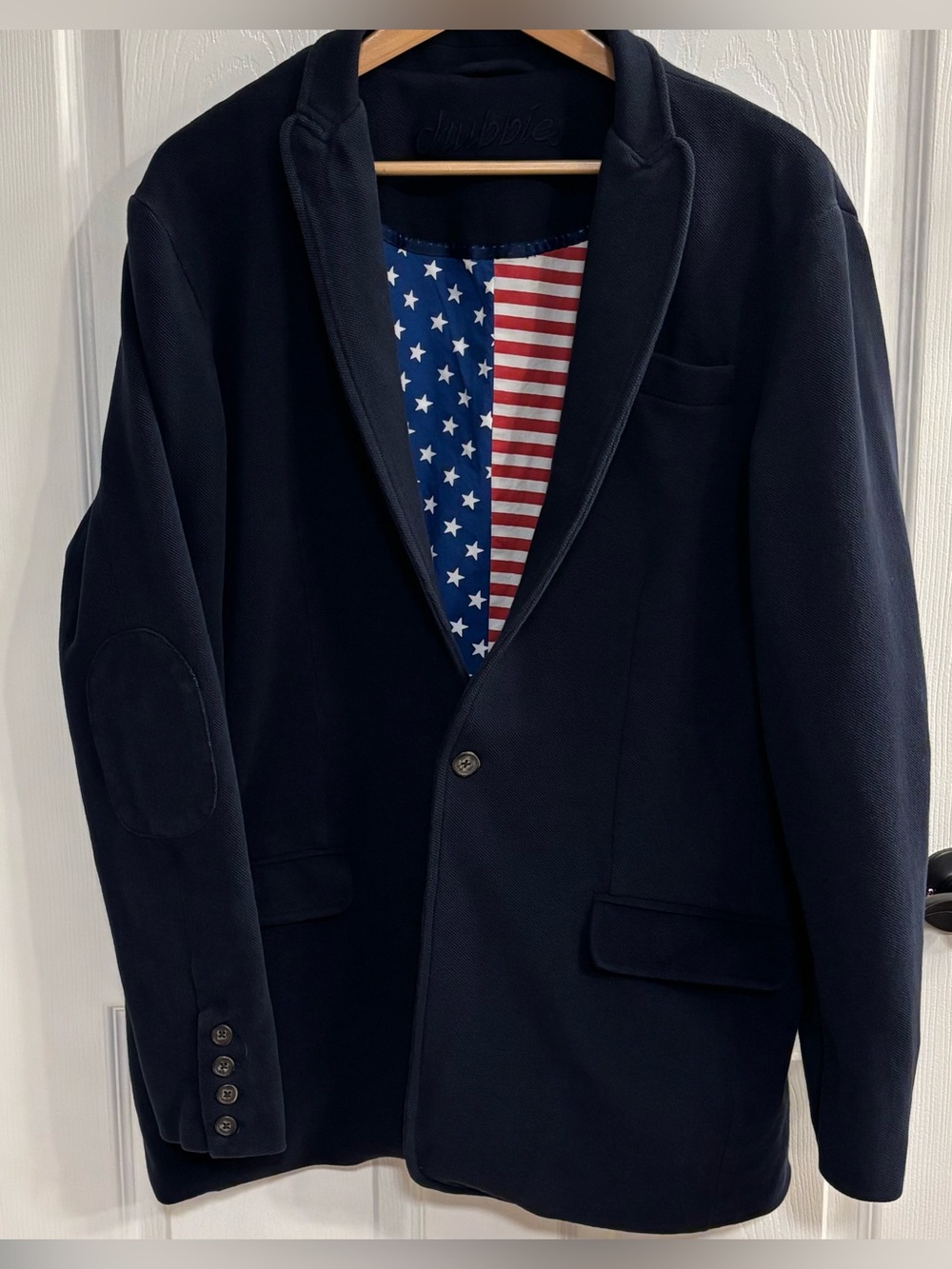 Chubbies Captain Blazer Mens XL 44 Navy Pique Cotton American Flag Lined